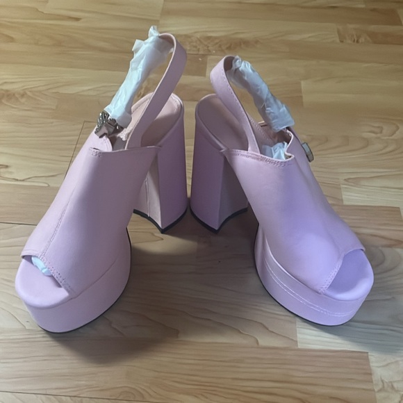 ‼️NWT‼️Dolls Kill X Sugar Thrillz Pink Platform Slingback Heels Size 8 - Picture 2 of 7